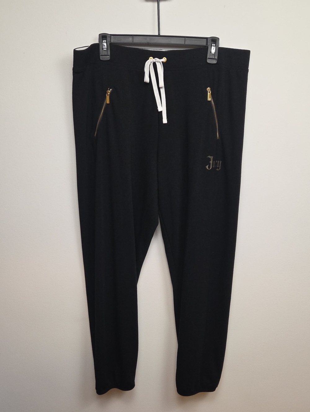 Vintage Juicy Couture Y2K Black Gold Graphic Zip Jogger Sweatpants Women's XL